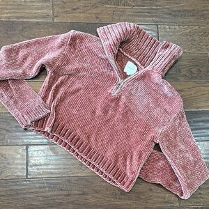 Thread & Supply Dusty Rose Half-Zip Sweater size Large‎ silky